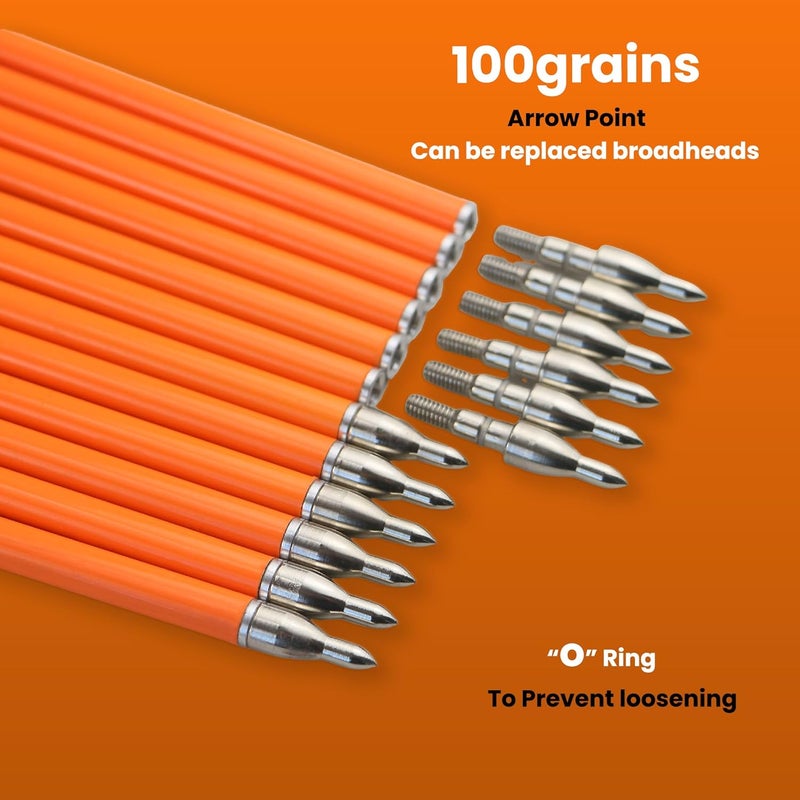 BOWSOUL Carbon Arrow Archery 30inch Bright Colors Hunting Target Practice Arrows for Compound & Recurve Bow Spine 500 with Removable Tips (Pack of 12) - Image 4